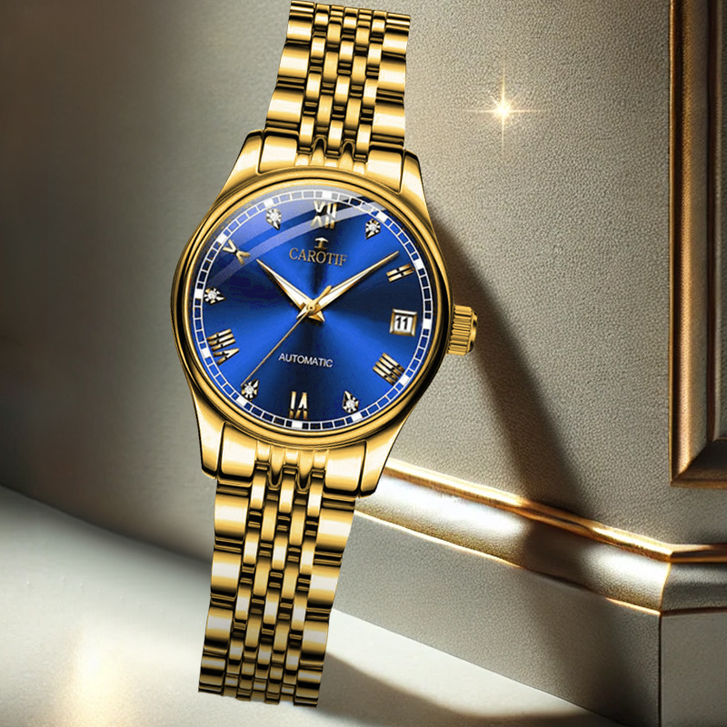 2pcs Set Women'S Yellow | College Style, Fashionable and Elegant, Luxury Alloy Mechanical Watch and Bracelet Gift Box Set for Christmas, Halloween, Thanksgiving - Image 11