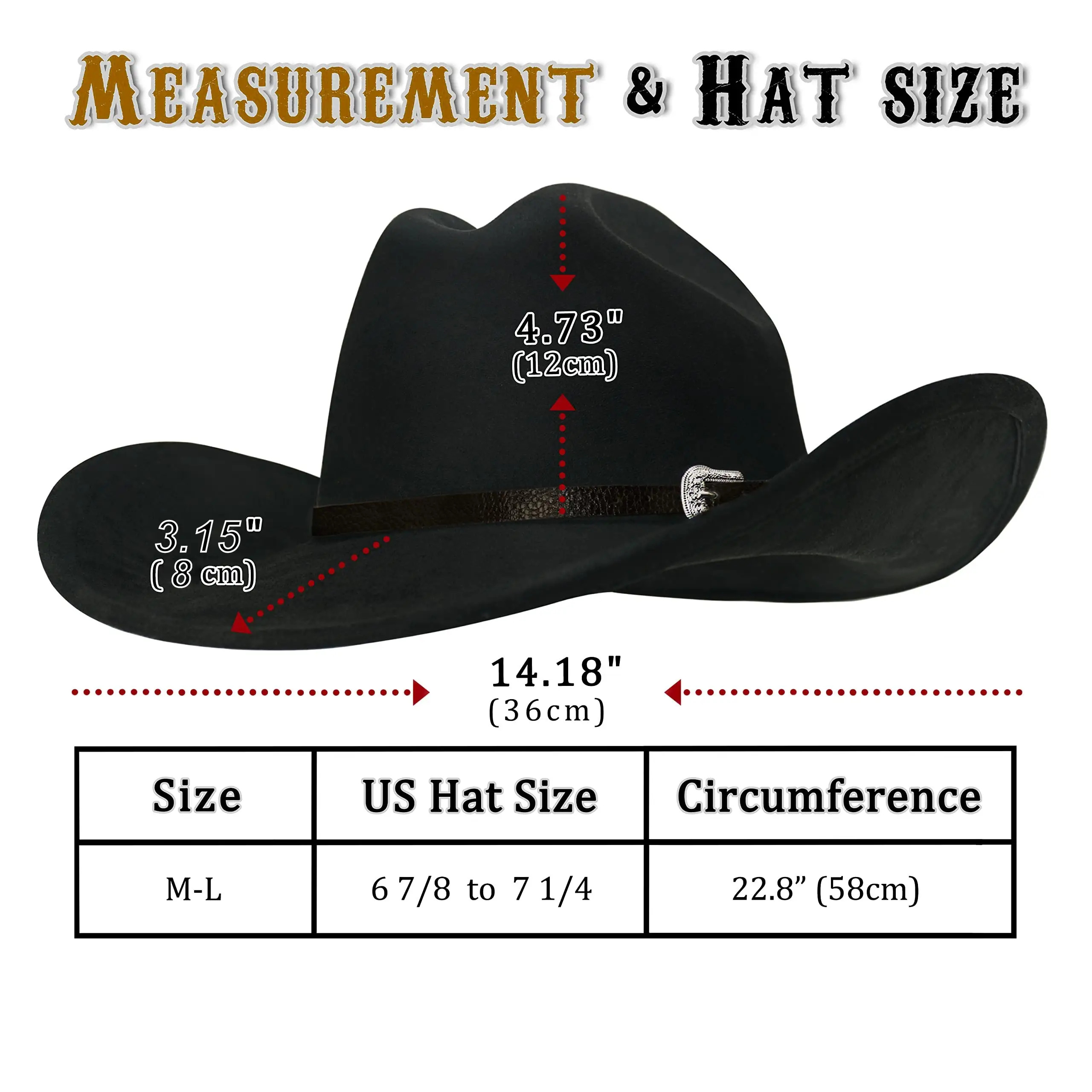3pcs Western Hat Set with Decorative Leather Strap & Adjustable Metal Buckle - Classic Wide Brim Cowboy Hat, Unisex Black Western Hat for Men & Women, 100% Polyester Felt Material, Hand Washable - Western Costume Party, Cowboy, Everyday - Complete Set with Belt Loop Compatibility, Ideal Gift for Western Enthusiasts, Durable & Comfortable for Casual or Formal Events - Image 2