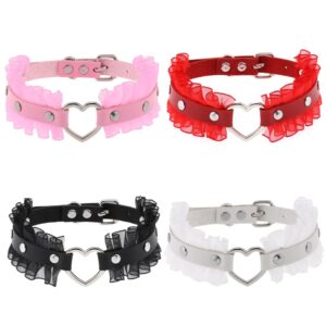 Punk Harajuku Lace Black Temperament Elegant Faux Leather Heart-Shaped Necklace Female Neck Strap Clavicle Necklace, Festival Wear, Party Accessory, Punk Style, Edgy Fashion, Stylish Craftsmanship, Faux Leather Accessory, Collar Necklace For Women, Black Necklace For Women, Black Choker Necklace For Women, Women Necklace For Women, Lace Collar For Women, Neck Collar For Women, Statement Necklace Women, Chunky Necklace For Women, Collar For Women Submissive, Choker Necklace For Women