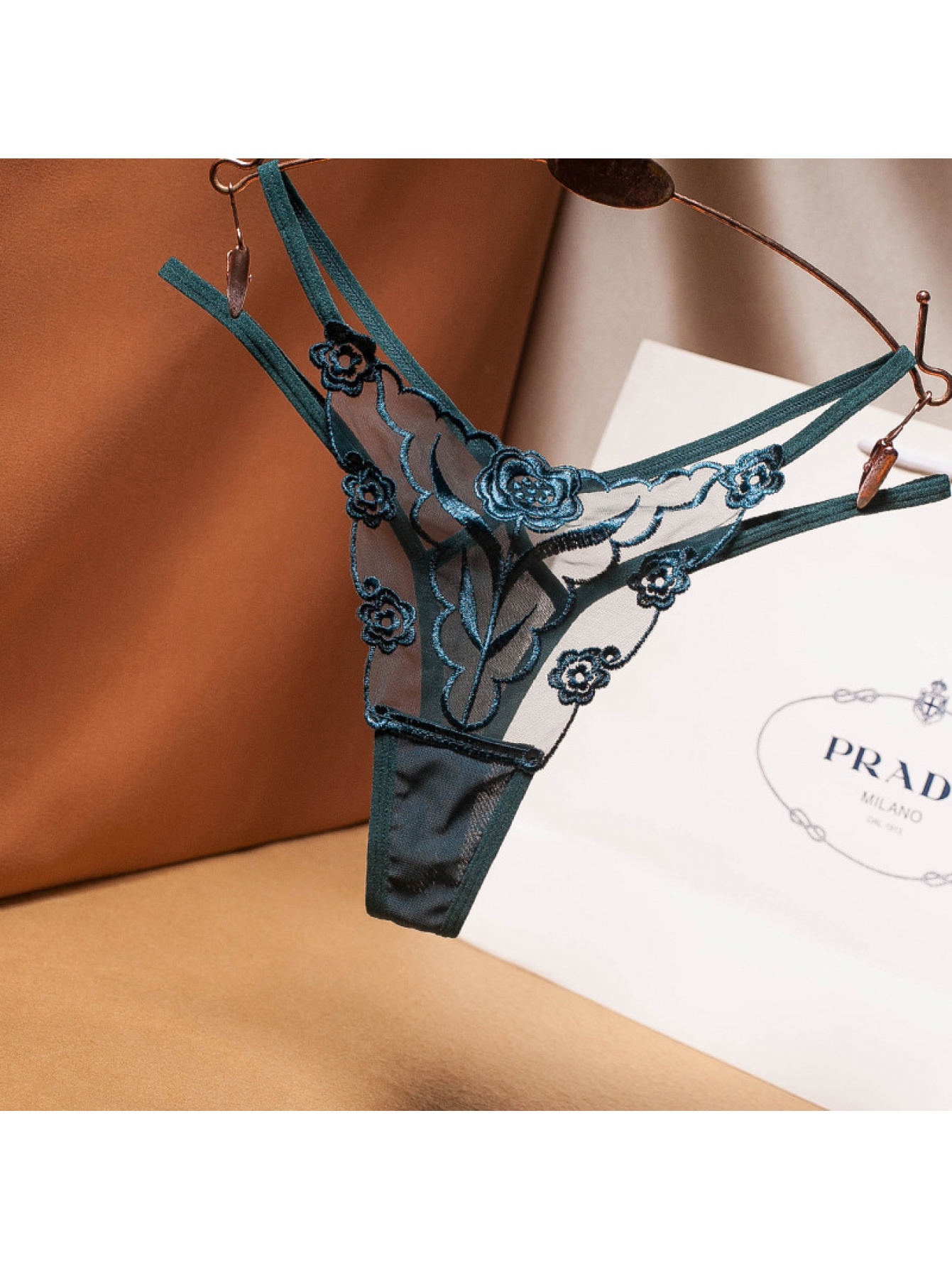 7pcs Women'S Sexy Embroidered Lace Thongs - Transparent Mesh Seamless Underwear Set, Dark Green, Black, Wine Red, White, Blue, Purple, Red, Low-Rise Design, Jacquard Pattern, Comfortable & Stylish for Casual Attire, Lingerie Set|Seamless Underwear|Embroidered Lace Detailing, Lingerie Sets for Women - Image 4