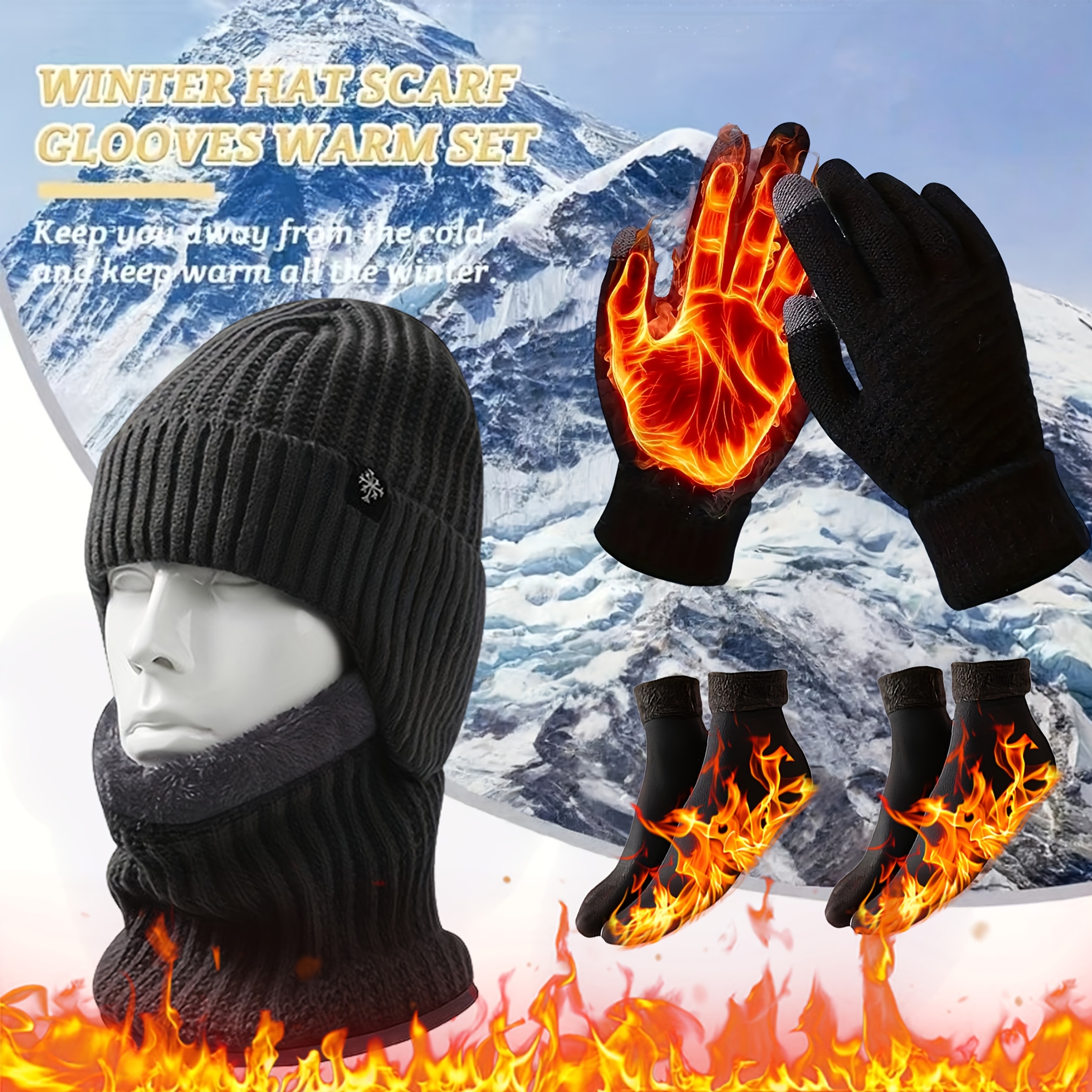 5pcs Winter Warmth Bundle: Ear Protection Hat, Neck Warmer, Touchscreen Gloves & 2 Pairs Thick Socks - Cold Weather Outdoor Gear Suitable for Skiing, for, for Camping - Ideal New Year Gift - Image 6