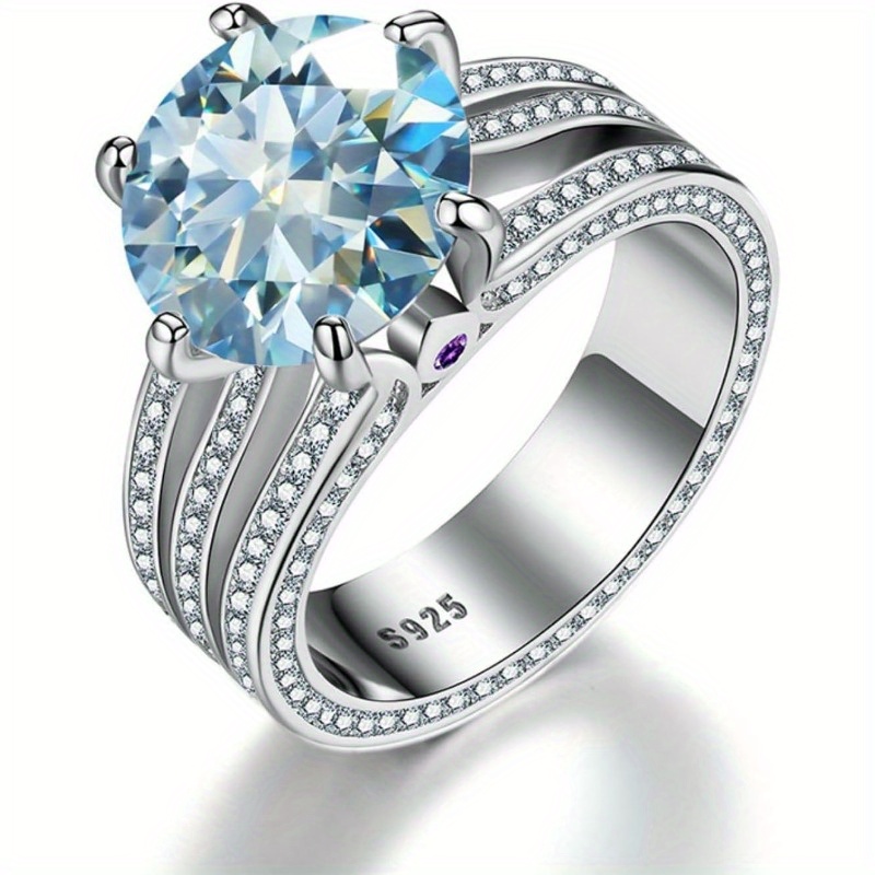 5ct Moissanite Wedding Bands for Women D Color VVS1 Clarity Sterling Silver Rings Blue/ Purple/ Pink Moissanite Engagement Rings with Certificate - Image 2