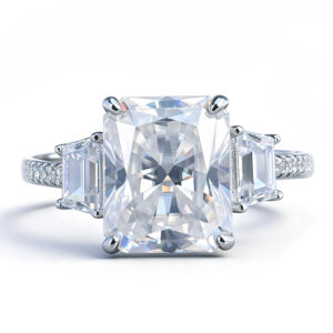 S925 Silver Inlaid 8x10mm Redeen Cut 4 Carat Mozzarella Moissanite Ring Women's European and American Ins Style Fashion Moissanite Ring