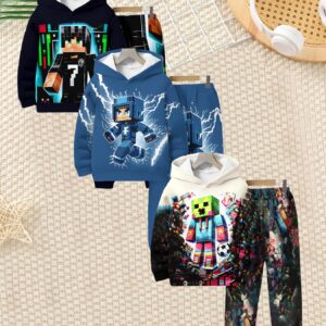 [Vibrant Boys' Outfit Set] 6pcs Boys' 3D Print Hooded Sweatshirt & Pants Set - Vibrant Video Game Character Design, Long Sleeve Casual Outfit, Regular Fit, Spring/Fall Wear