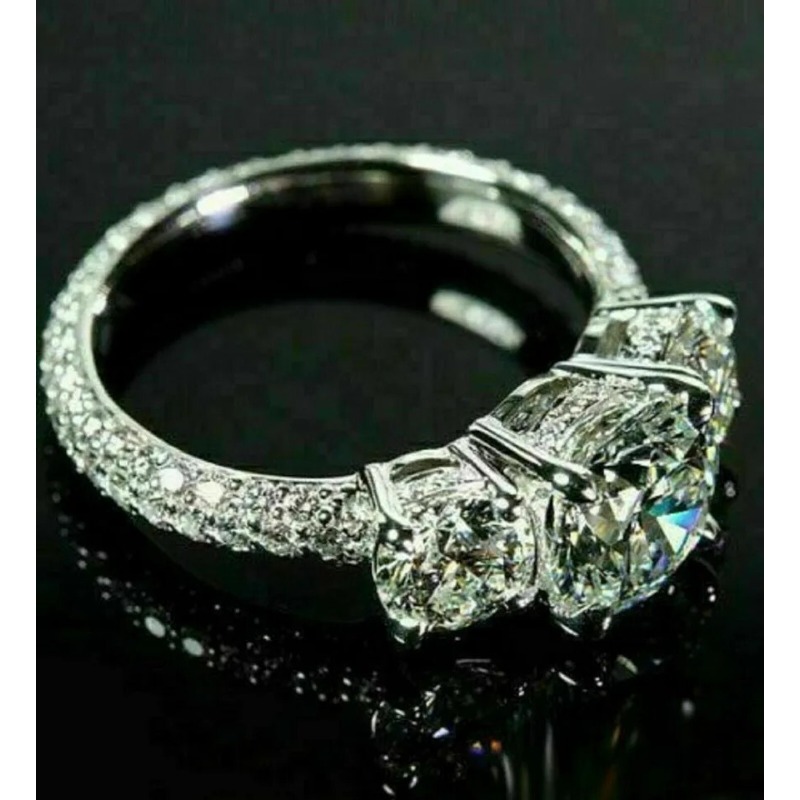 1pc S925 Silver Ring with 3-Carat Moissanite | Suitable for Daily Parties, Birthdays, and Anniversaries, 18K Golden Plated, Chunky Style - Image 5