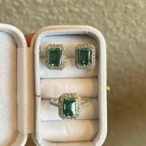 Moissanite Ring S925 Silvery 3-carat 7* 2.38gal Green Light Luxury Necklace Earrings Moissanite Moissanite Jewelry Set Elegant Romantic Classic Design Fashionable Luxury Jewelry Valentine'S Day Birthday Gift Ideal Choice