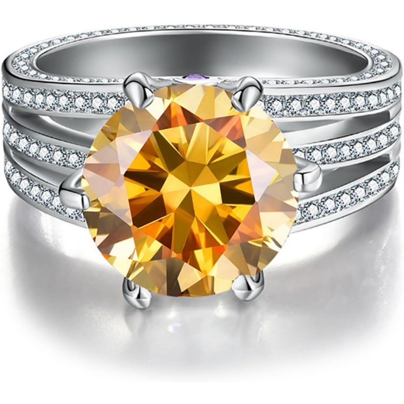 5ct Moissanite Wedding Bands for Women D Color VVS1 Clarity Sterling Silver Rings Blue/ Purple/ Pink Moissanite Engagement Rings with Certificate - Image 10