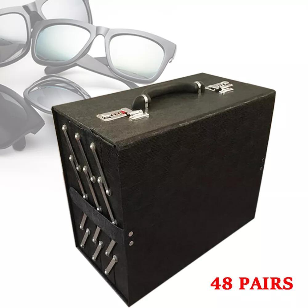 Luxurious Black Faux Leather Eyeglasses Storage Case - Holds 48 Pairs, Foldable 8-Tier Fashion Glasses Display Box with Soft Interior, Durable & Spacious Organizer for Glasses - Image 2