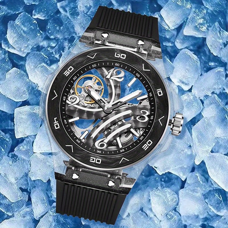 1pc Men'S Mechanical Watch - Automatic Winding Tourbillon Skeleton Dial with Exposed Movement, Sporty Elegant Design for Formal & Casual Attire - Mechanical Watch for Men, Stylish Wristwatch, Modern Timepiece, Highend Craftsmanship, Wrist Accessory, Fashionconscious Buyers, Without Battery - Image 5