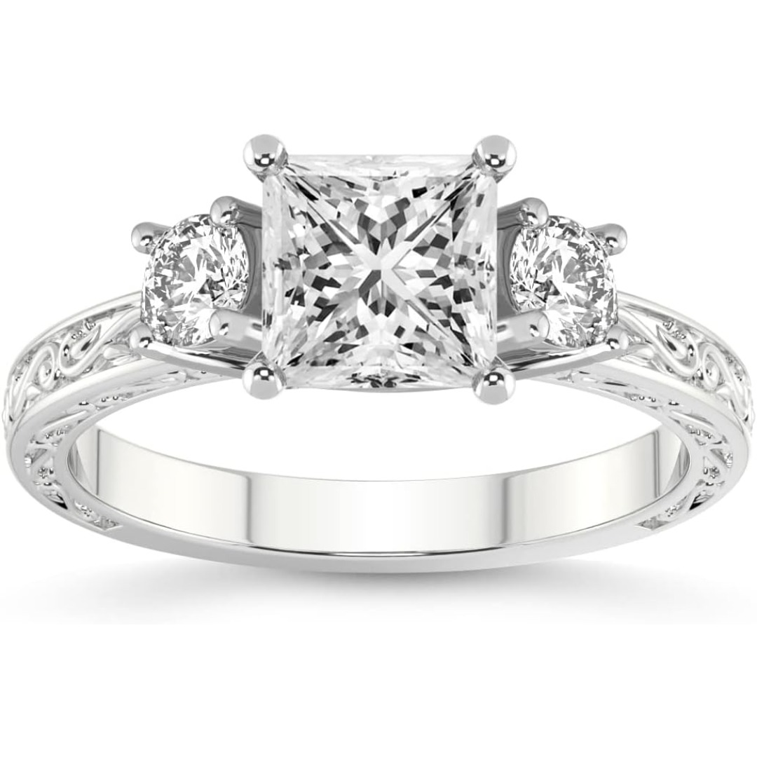 1-5 Carat VVS Lab-Grown Ring | Sterling Silver with Plating, Elegant and Luxuri…