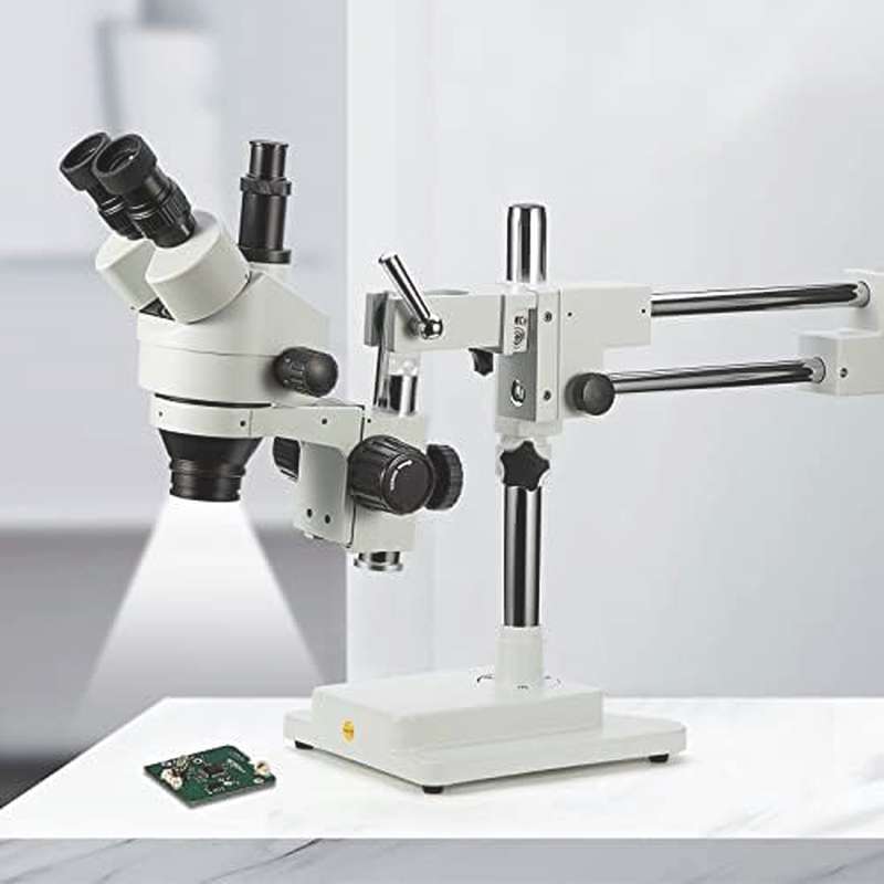 Swift S7 3.5X - 90X Professional Simul - Focal Trinocular Stereo Zoom Microscope with WH10x Eyepieces, 0.7X - 4.5X Objective, 144 LED Ring Light, Double Arm Boom Stand, Includes 0.5X and 2.0X Barlow Lens - Image 6