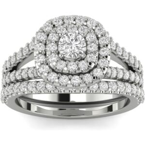 1.5-carat Moissanite Double-layered Round Bezel Ring with 925 Sterling Silvery Setting. Wedding/engaSynthetic Gemstoneent Ring Set, Handcrafted Anniversary Ring, Anniversary Gift, Christmas Gift, Valentine's Day Gift, A Symbol Of Eternal Promise.