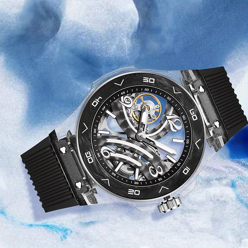 1pc Men'S Mechanical Watch - Automatic Winding Tourbillon Skeleton Dial with Exposed Movement, Sporty Elegant Design for Formal & Casual Attire - Mechanical Watch for Men, Stylish Wristwatch, Modern Timepiece, Highend Craftsmanship, Wrist Accessory, Fashionconscious Buyers, Without Battery - Image 6