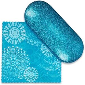 soul Sparkle Smooth Glitter Hard Shell Eyeglass Case for Women | Includes Eyeglass Cloth, Made of Faux Leather and Canvas