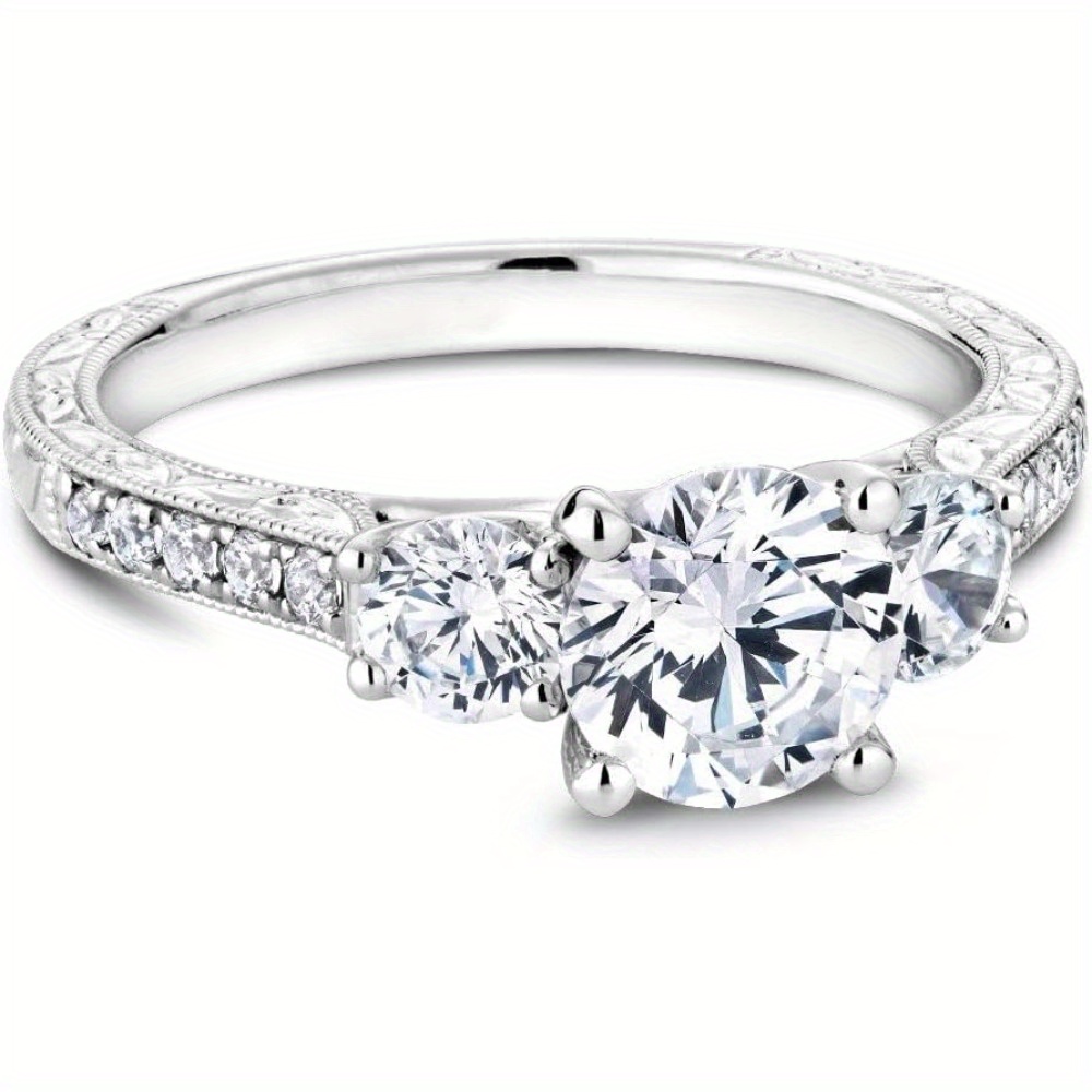 Moissanite Engagement Rings Set 925 Sterling Silver White Golden/ Yellow Golden/ Rose Golden Wedding Rings Bridal Rings Set for Women, D Color VVS1 Round Cut Bridal Sets for Women - Image 9