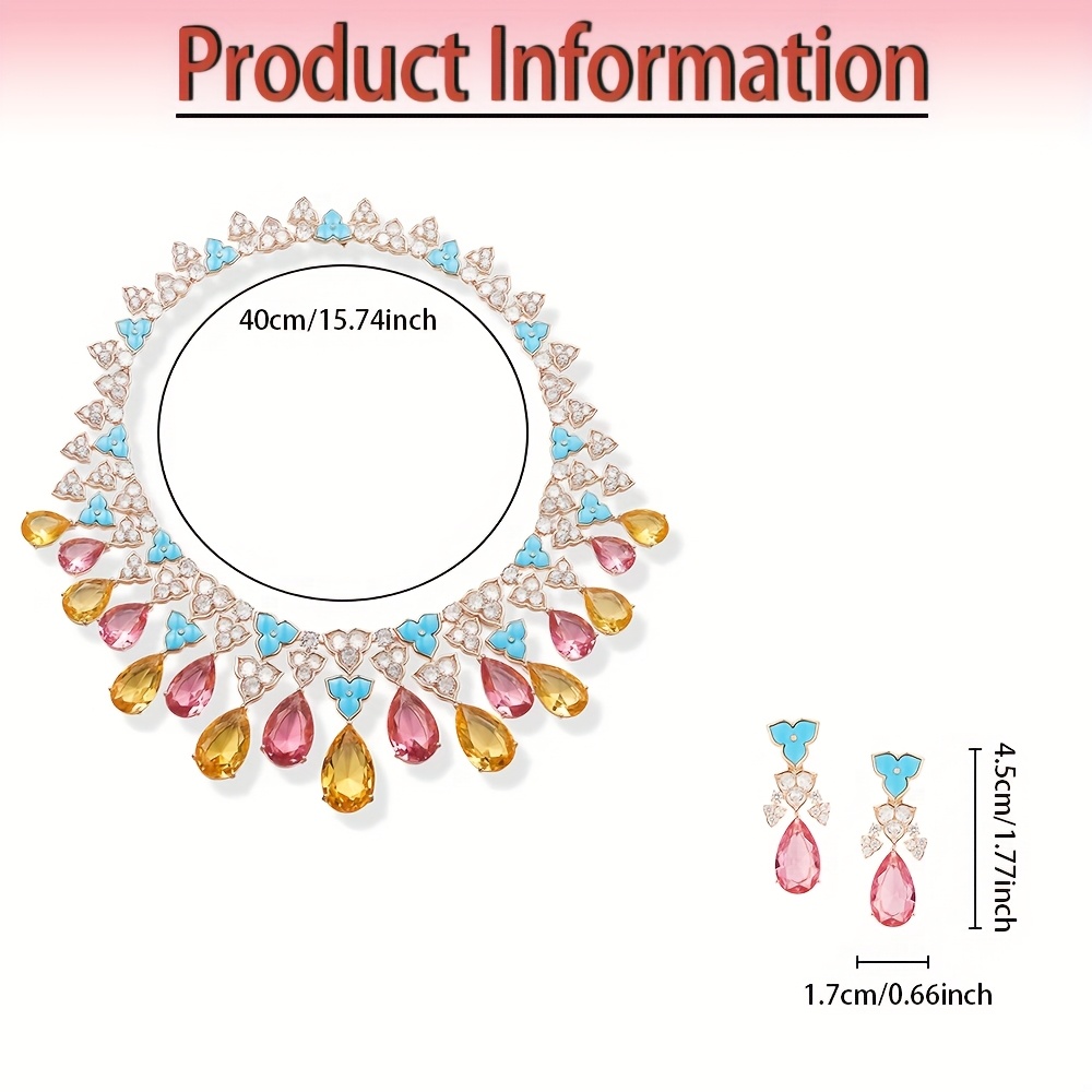 2pcs Elegant Teardrop Necklace & Earrings Set 18K Golden plated 18K Golden plated, September Birthstone (Synthetic Stone) for, Wedding/Party/Anniversary/Valentine's/Christmas Gift, Year-Round Wear for Birthdays & Special Occasions, for Teenager - Image 3