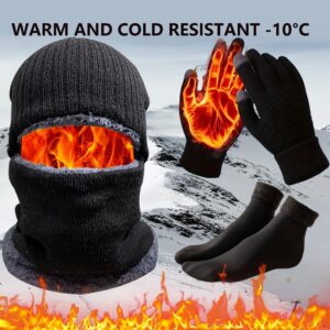 Men' & Women' Winter Warmth Outdoor Accessories - Windproof Fleece Balaclava Face Mask, Touchscreen Gloves & Thermal Socks - Cold Weather Gear Suitable for Skiing, Hiking, Cycling, for Skiing, for Thermal Socks