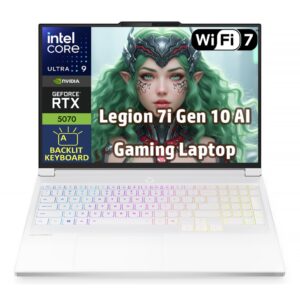 Lenovo Legion 7i Gen 10 AI Gaming Laptop | 16" OLED 2.5K 240Hz Display, Intel Core Ultra 9 275HX Processor, NVIDIA GeForce RTX 5070, 64GB DDR5 RAM, 2TB SSD, Wi-Fi 7, Windows 11, Glacier White