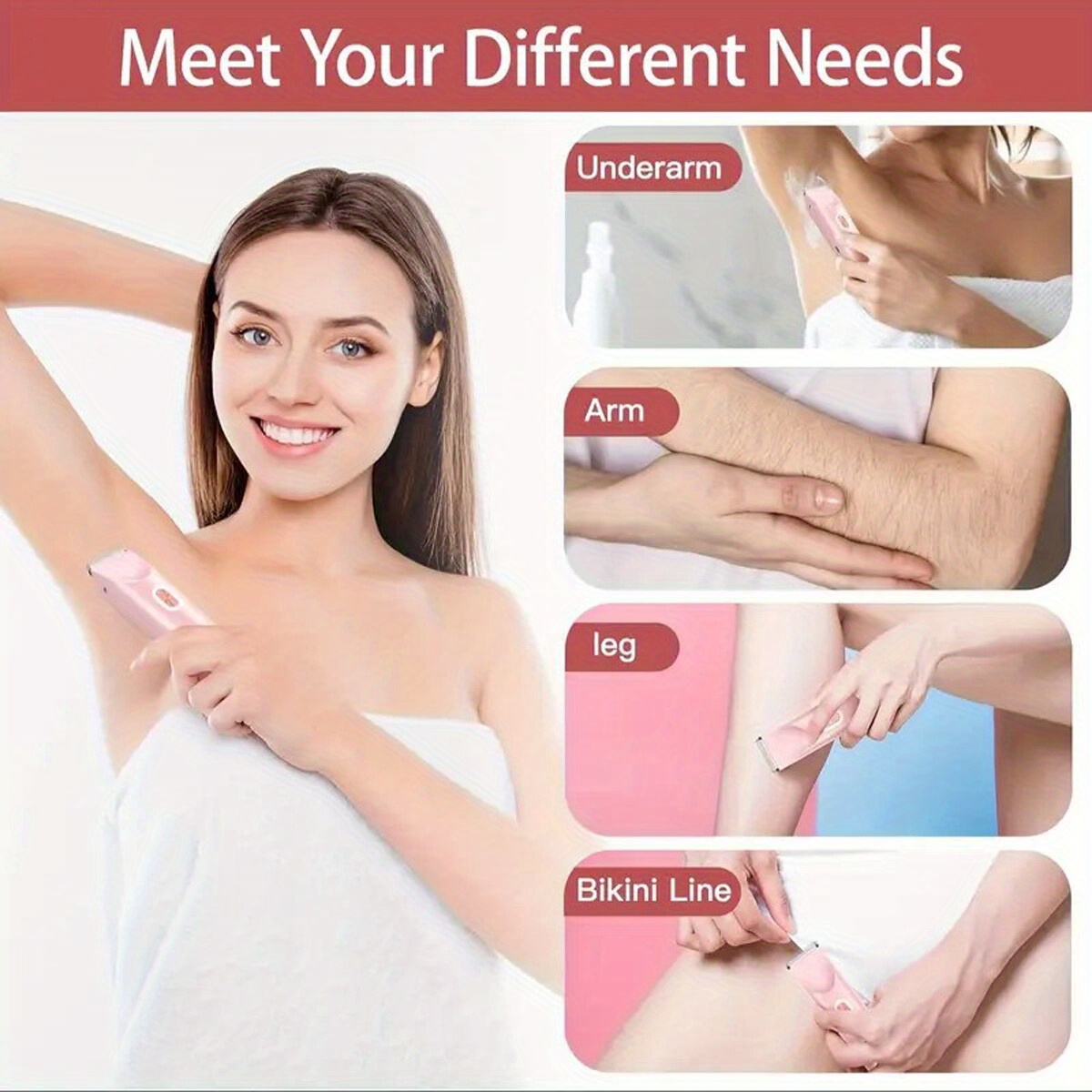 Women's 2-in-1 Dual Head Electric Epilator and Shaver, Gentle Touch with Stainless Steel Blades, USB Charging and Cleaning Brush, Suitable for Bikini Underarm Leg and Facial Hair Removal, Easy to Carry, Suitable for Women's Birthday - Image 10