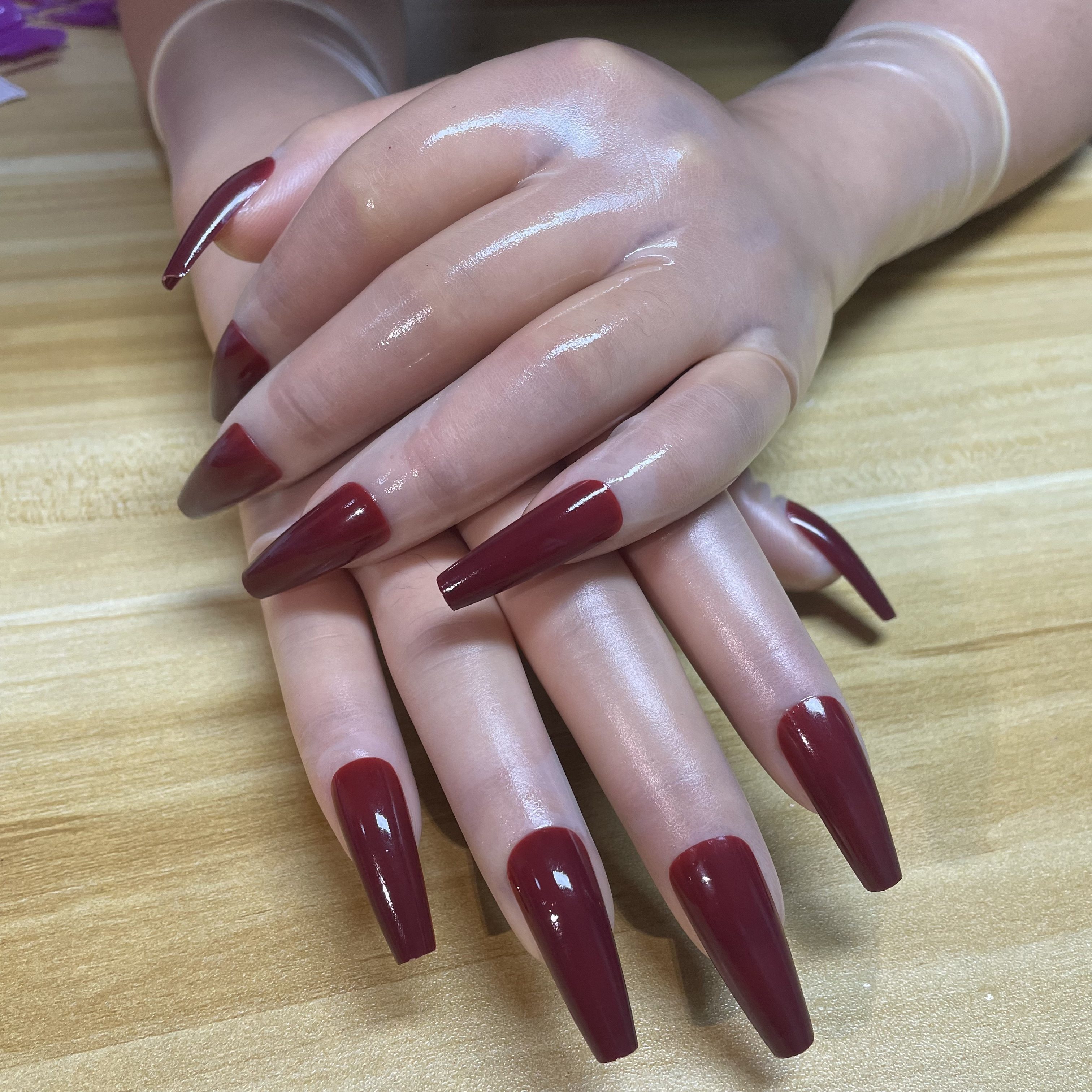 Malaysia natural latex one-time molding Zentai men to female clothing accessories sexy ultra-thin transparent high elasticity Kigurumi latex gloves with nail service - Image 10