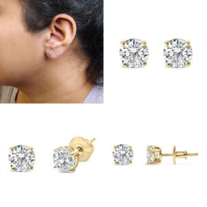 1.0 Carat Round Brilliant Cut Lab Grown White 4-Prong Classic Solitaire Stud Earrings | Zinc Alloy with Nickel Free Alloy Post, Suitable for All Seasons and Daily Wear