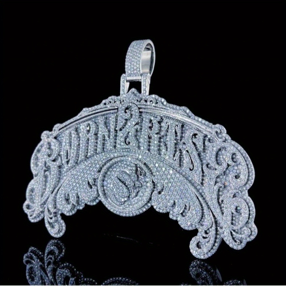 925 Silver Inlaid Full Moissanite Letter Name Fashion Pendant Necklace Men'S Street Trend Necklace Holiday Gifts Birthday Party Gifts Best Gifts for Boyfriends Daily Wear - Image 3