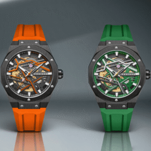 Poniger Fashionable And Casual Fully Automatic Mechanical Men'S Watch, Luxurious And Unique Hollow Design, Suitable For Parties, Sports Wear Men'S Watch, The First Choice For Gifts, Without Battery