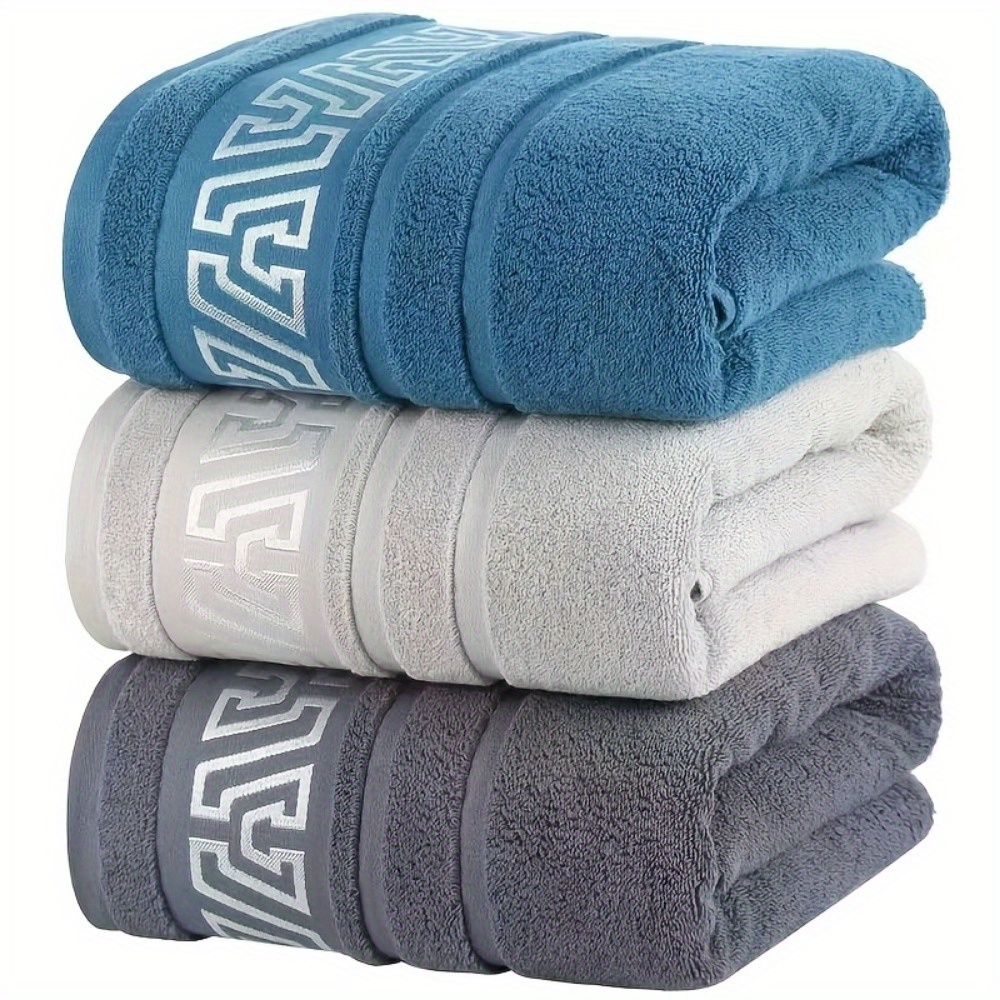 1pc/Three Pieces Large Heavy-Duty Quick-Dry Oversized Towel - Thick and Soft SPA, Gym, and Bathroom Towel for Adults - Heavyweight Rectangular - Gray/White/Black Geometric Pattern - Ideal for After Shower, Swimming, and Body Care, Towel Bath Towel - Image 2