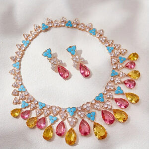 2pcs Elegant Teardrop Necklace & Earrings Set 18K Golden plated 18K Golden plated, September Birthstone (Synthetic Stone) for, Wedding/Party/Anniversary/Valentine's/Christmas Gift, Year-Round Wear for Birthdays & Special Occasions, for Teenager