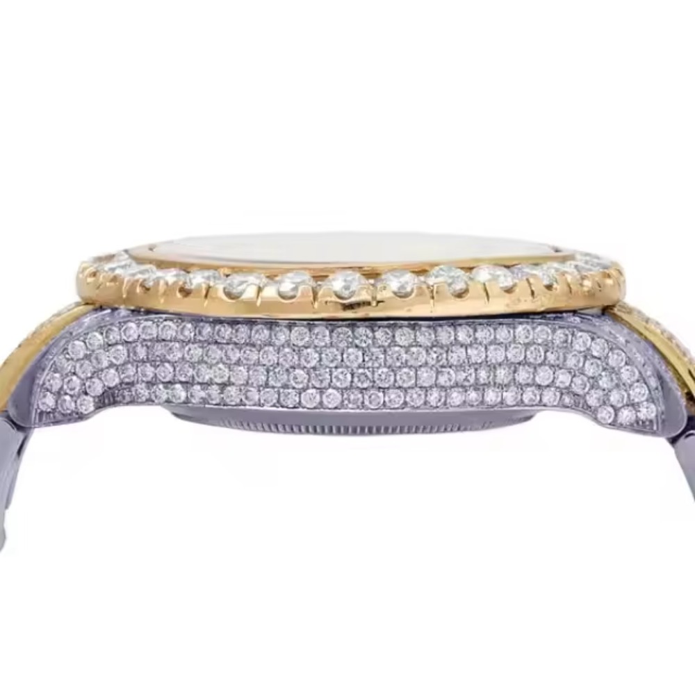 Luxurious Hip-Hop Case and Fashionable Copper Strap with Sparkling Zirconia Inlay | Unisex Dial Suitable for Daily Wear, Ideal for Christmas, Thanksgiving, Birthday Gifts, and Boyfriends, Glamorous Style with Foldover Clasp - Image 2