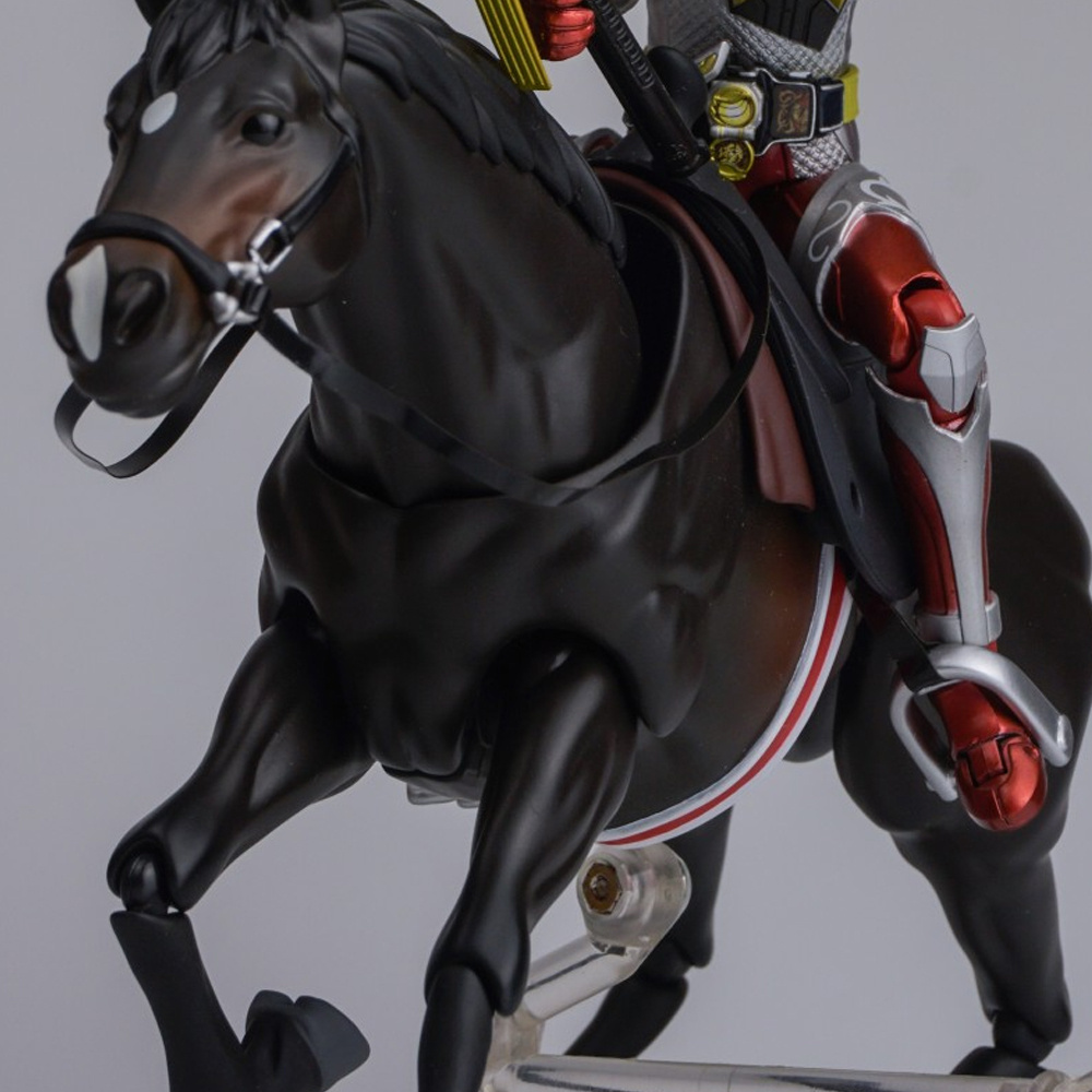 14-Inch Collectible Anime Horse Statue with a Stand - Intricately Designed PVC Model Featuring a Black Horse with Brown And Red Highlights, Complete with Saddle And Bridle, Ideal for Home Decoration, Anime Enthusiasts, And Collectors