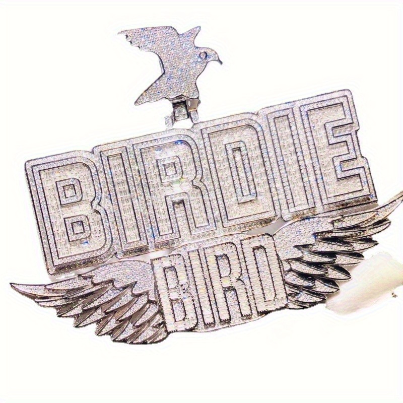 925 Silver Full Moissanite Men's Hip Hop Wing Pendant Letter Necklace Pendant Men's Street Trend Necklace Holiday Gifts Birthday Party Gifts Best Gifts for Boyfriends Daily Wear - Image 6