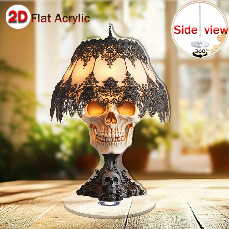 2D Flat, 1pc Modern Acrylic 2D Rotating Skull Desk Decor with Glowing Eyeballs - -Free Spinning Mechanism, Minimalist Gothic for home Office Decoration, Elegant Rotating Skull for Study Room, No /Electricity Required, 2D, 2D Flat - Image 8