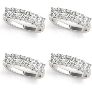 1-5 Carat Houston District Lab-Grown 5-Stone Princess Cut Engagement Ring & Wedding Band - Suitable for, E-F Color VS2-SI1 Clarity, Direct Manufacturer Price with Certificate, Luxury for Proposal/Anniversary/Wedding