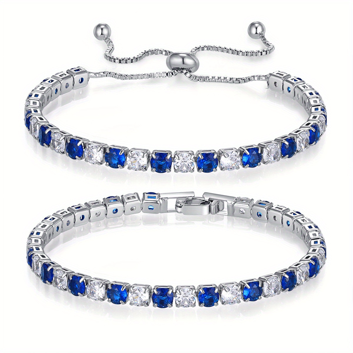 Zirconia Bracelet Set with Full Waterstones Plated K Fashion Design Tennis Bracelet Two-Pack, Jewelry, Bracelet, Bracelet Set, Bracelet Set For Women, Bracelet Set For Women Elegant, Bracelet Set For Women Luxury - Image 2