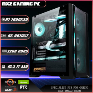 MXZ Gaming PC, AMD Ryzen 7 7800X3D, RX 9070XT, 16GB*2 DDR5 6000MHz, M.2 SSD 1T, B650, 6RGB Fans, Gamer Desktop Computer, Pre-Loaded& Ready to Play