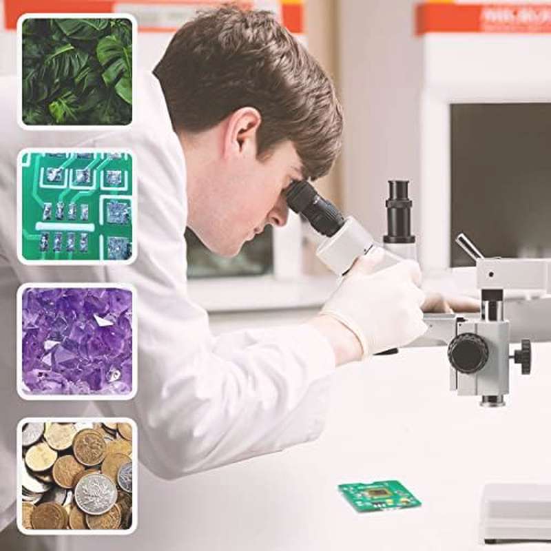 Swift S7 3.5X - 90X Professional Simul - Focal Trinocular Stereo Zoom Microscope with WH10x Eyepieces, 0.7X - 4.5X Objective, 144 LED Ring Light, Double Arm Boom Stand, Includes 0.5X and 2.0X Barlow Lens - Image 7