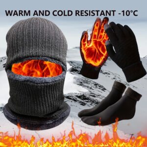 Winter Cold Weather Survival Set: Adjustable Fleece Balaclava Hood with Touch Screen Gloves & Warm Socks - Unisex Thermal Face Mask, Gloves & Socks Suitable for Skiing, Snowboarding, Motorcycling, Outdoor Travel & Cold