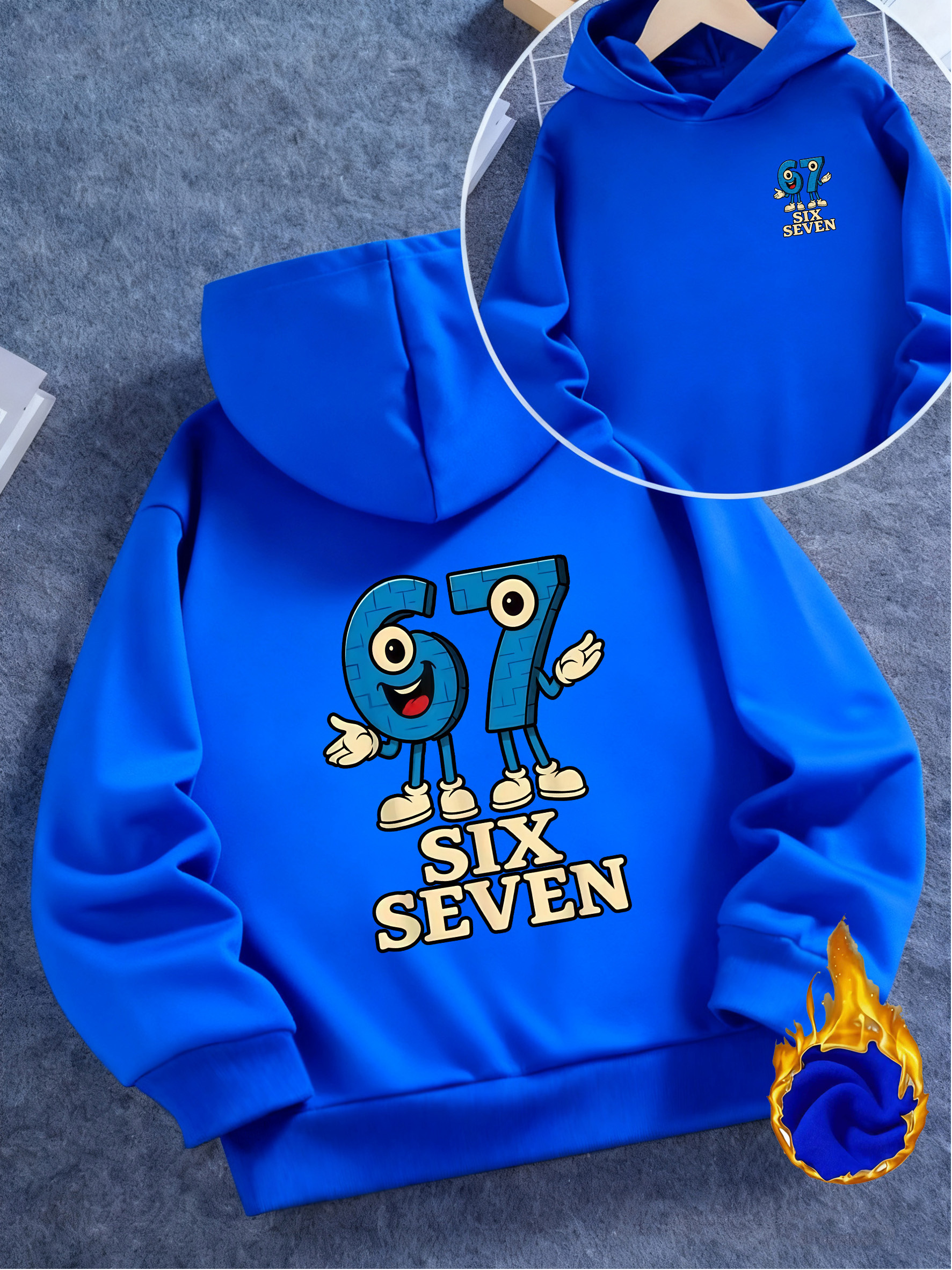 Hooded Sweatshirt Featuring Trendy Prints on Both Sides, Adorned with Playful Cartoon Numbers. Its Eye-Catching Style Makes It a Perfect Choice for Those Seeking a Fashionable Streetwear Vibe for Kids. - Image 2