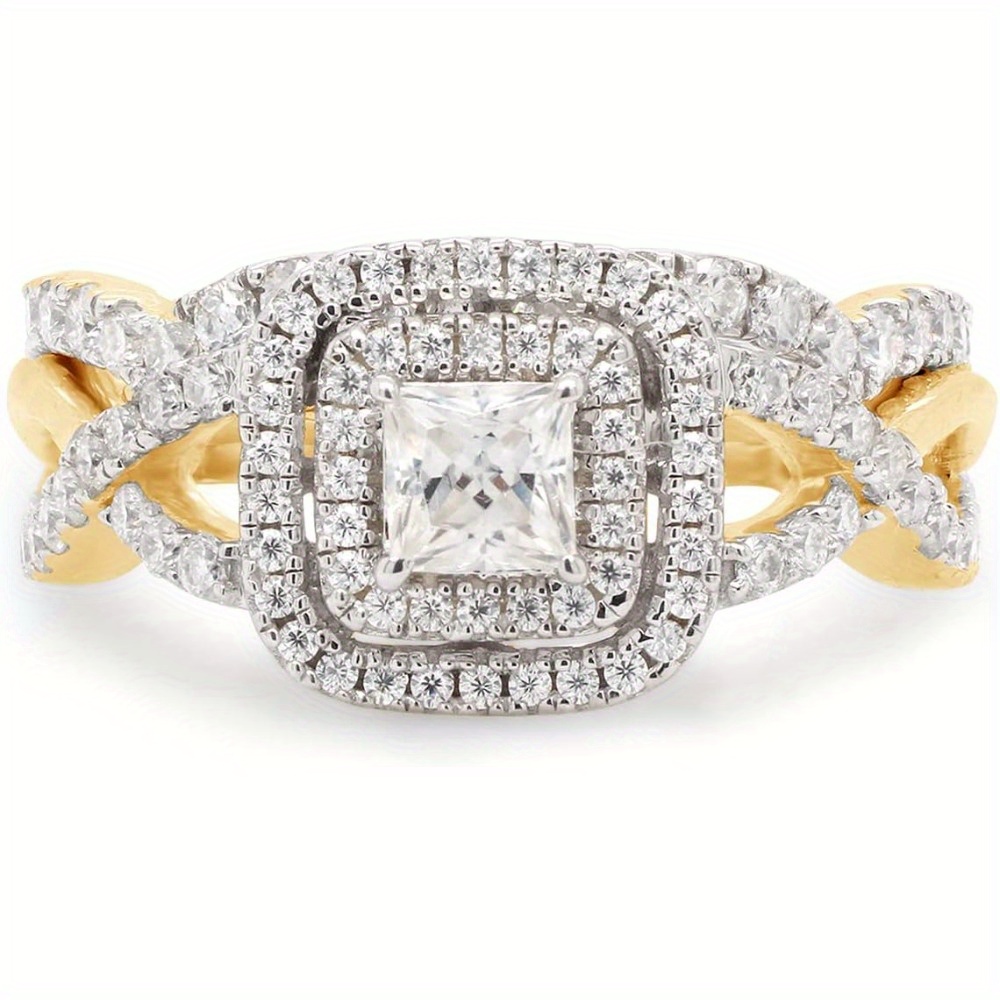 925 Silvery 0.90 Carat Princess & Round Cut Lab Moissanite Infinity Double Halo Engagement Bridal Ring Set In Christmas Gifts, Halloween Jewelry, Best Gifts for Good Friends, Holiday Gifts, Romantic Presents, Infinity Design, Elegant Jewelry, Highquality Plating, Labcreated Gemstone, Moissanite Ring, Halo Ring, Engaged Couples, Jewelry Lovers - Image 12