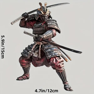 2D Flat, Genuine Japanese Samurai Acetyl Stickers - Dynamic Armor Warrior with Sword and Knife Design, Durable PVC Scratch Resistant Decals for Cars, Trucks, Motorcycles, High Quality Printing, Traditional Aesthetics, Motorcycle Decor, Laptop 2pcs 2D