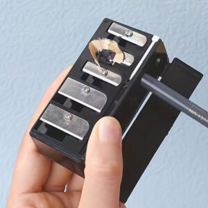 [Eyebrow Pencil Sharpener] 1pc Eyebrow Pencil Sharpener 2-in-1 High Quality Manual Travel Size with Shavings Catcher Gift Postcard Box Style Makeup Artist Essential