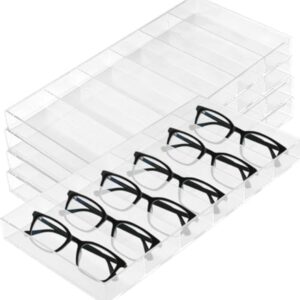6-Slot Acrylic Organizer - 4 Pack Stackable Glasses Storage Case for Multiple Pairs
