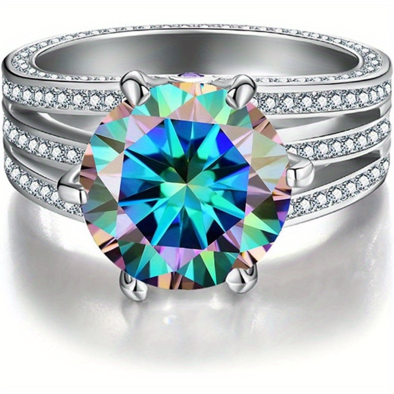 5ct Moissanite Wedding Bands for Women D Color VVS1 Clarity Sterling Silver Rings Blue/ Purple/ Pink Moissanite Engagement Rings with Certificate - Image 8