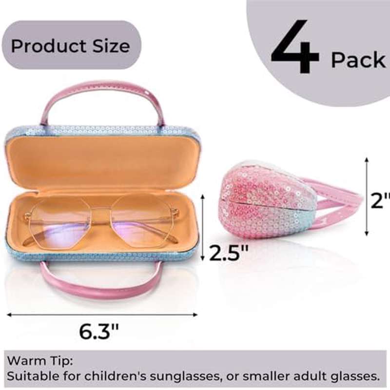 Eyeglass Case for and Women, Hard Shell with Handle, Sparkle Glitter, Protective, Suitable for Makeup Storage - Image 2