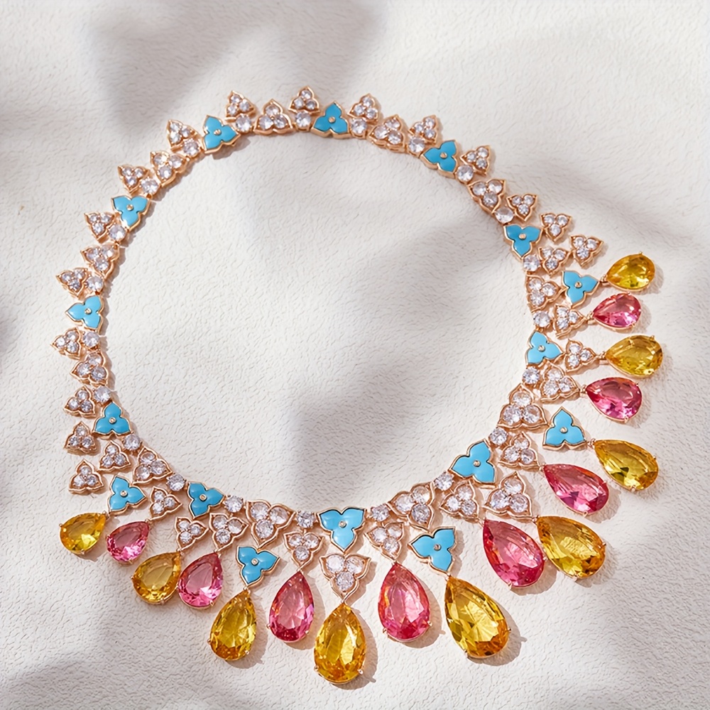 2pcs Elegant Teardrop Necklace & Earrings Set 18K Golden plated 18K Golden plated, September Birthstone (Synthetic Stone) for, Wedding/Party/Anniversary/Valentine's/Christmas Gift, Year-Round Wear for Birthdays & Special Occasions, for Teenager - Image 2