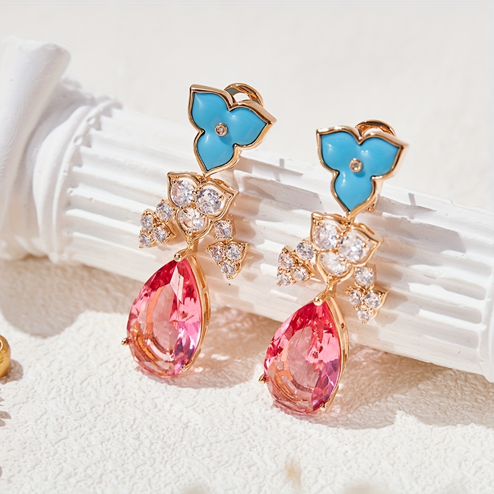 2pcs Elegant Teardrop Necklace & Earrings Set 18K Golden plated 18K Golden plated, September Birthstone (Synthetic Stone) for, Wedding/Party/Anniversary/Valentine's/Christmas Gift, Year-Round Wear for Birthdays & Special Occasions, for Teenager - Image 4