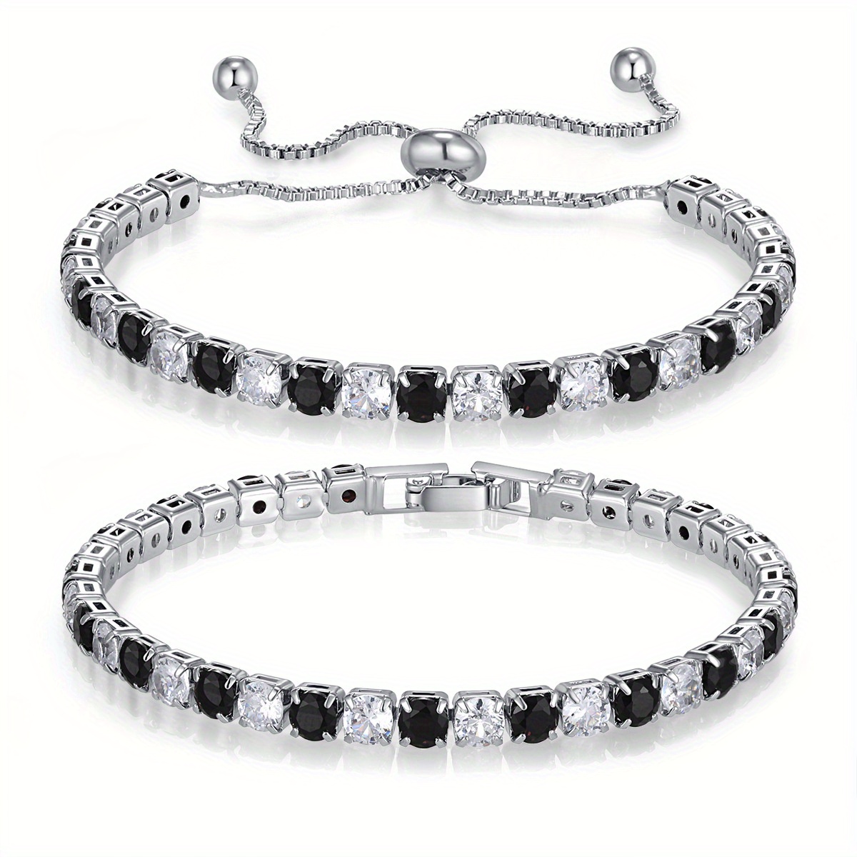 Zirconia Bracelet Set with Full Waterstones Plated K Fashion Design Tennis Bracelet Two-Pack, Jewelry, Bracelet, Bracelet Set, Bracelet Set For Women, Bracelet Set For Women Elegant, Bracelet Set For Women Luxury