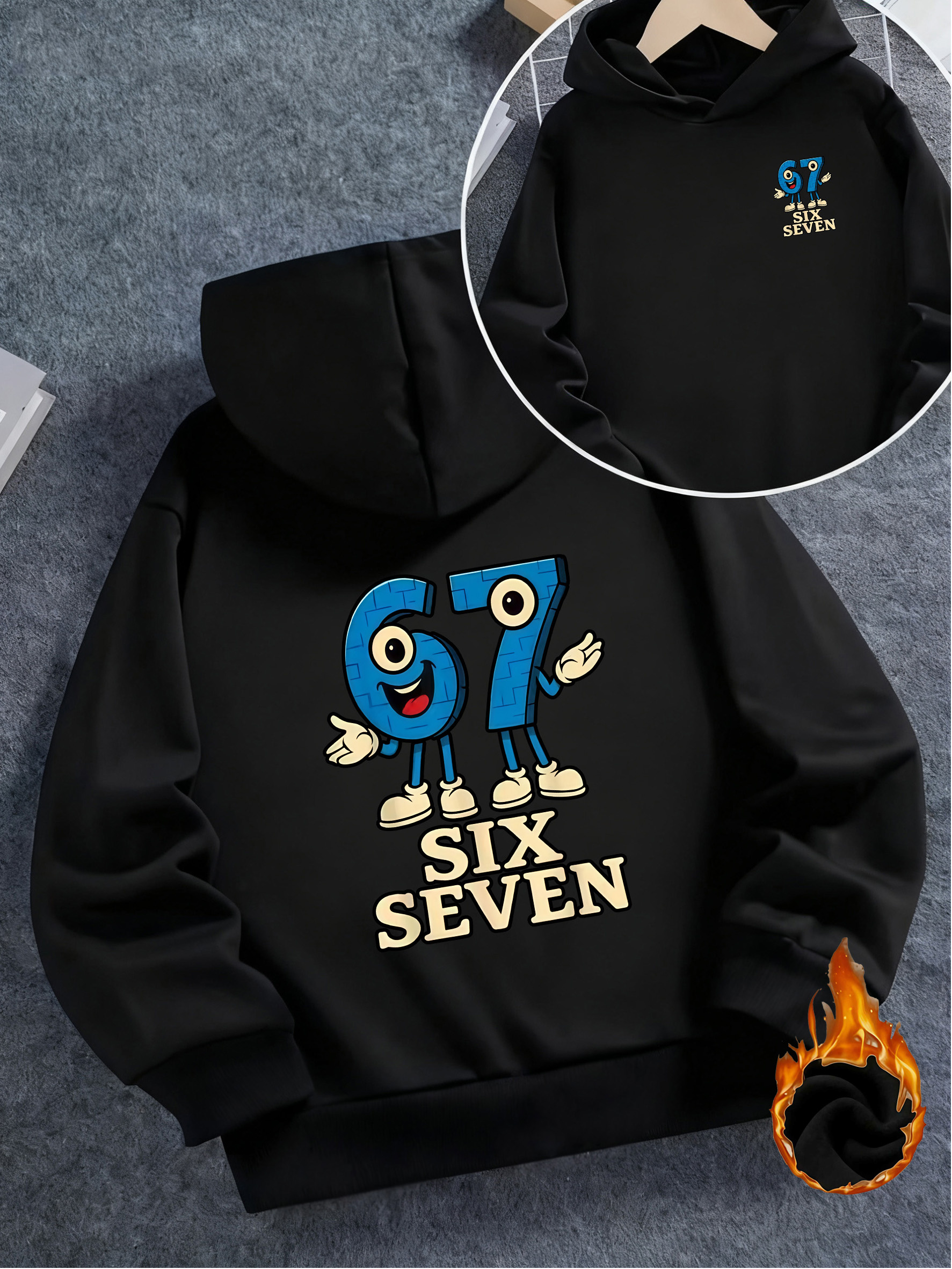 Hooded Sweatshirt Featuring Trendy Prints on Both Sides, Adorned with Playful Cartoon Numbers. Its Eye-Catching Style Makes It a Perfect Choice for Those Seeking a Fashionable Streetwear Vibe for Kids. - Image 3
