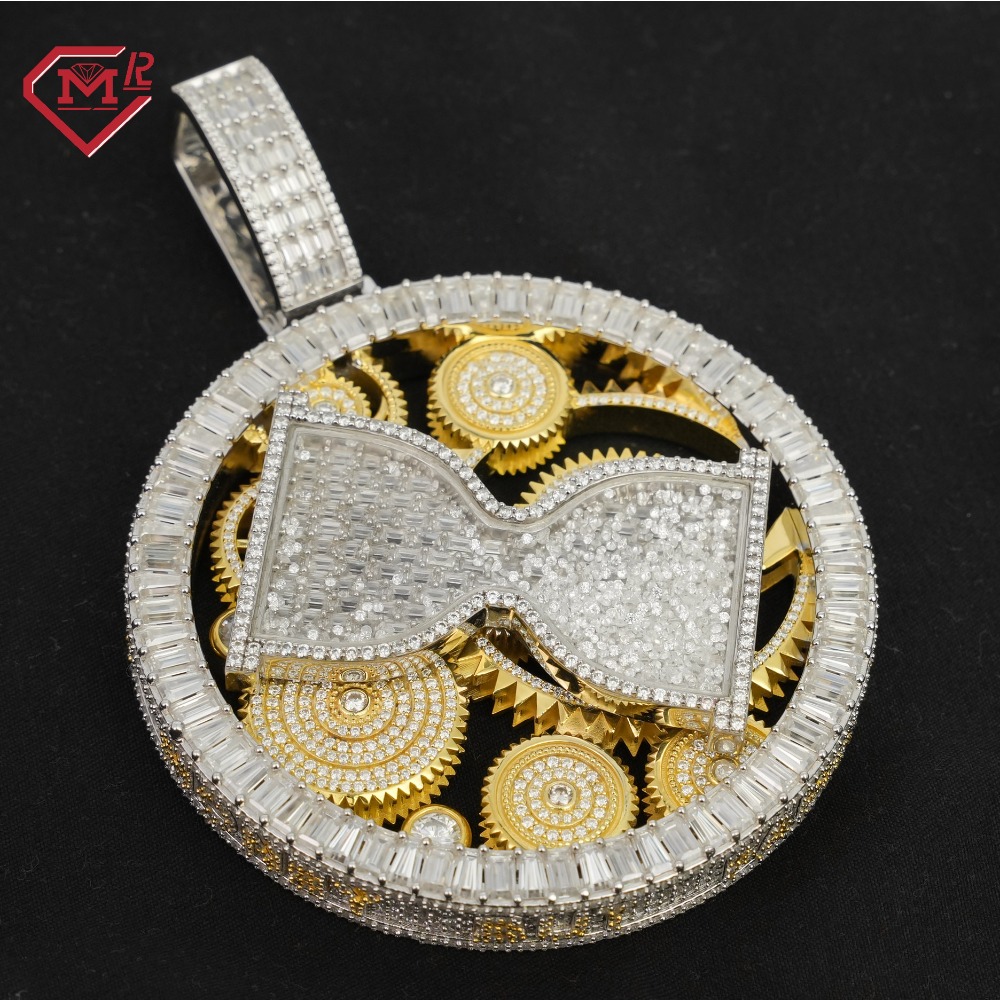 Double Color Rotatable Pendant Round S925 Hiphop Jewelry Pendant Men's and Women's Round Cut, Suitable for Daily Wear, Christmas Gifts, Valentine's Day Gifts, Birthday Gifts, and the Best Gifts for Girlfriends. Unique Jewelry - Image 3